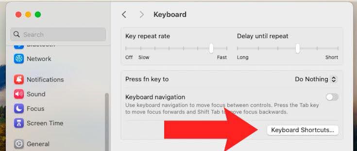 System Settings - Keyboard - Keyboard Shortcuts