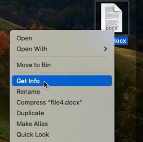 Right-click on a file, select Get Info