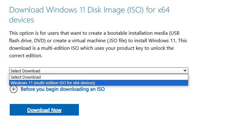 Downloading Windows 11 (ISO)