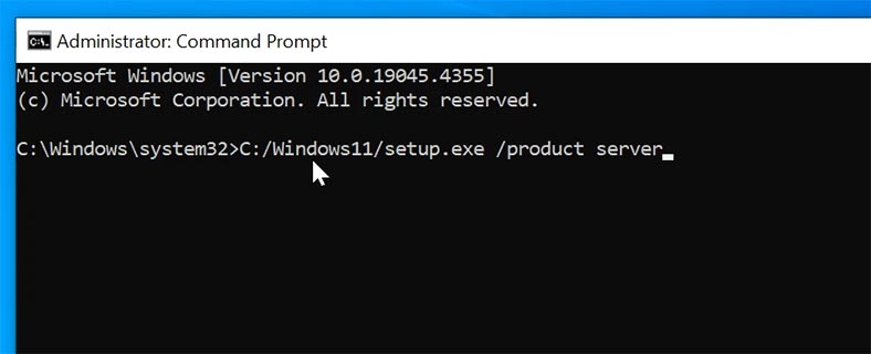 C:/Windows11/setup.exe /product server