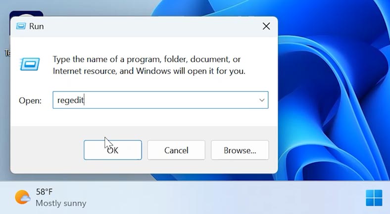 Виконати – regedit