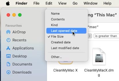 Zamiast szukać według rozmiaru pliku, wybierzcie – Data ostatniego otwarcia