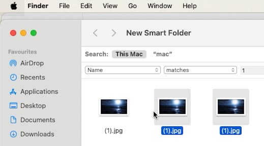 Dossiers intelligents dans le Finder: les fichiers en double apparaîtront en mode recherche par nom