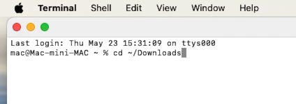 Terminal: cd ~/ downloads 