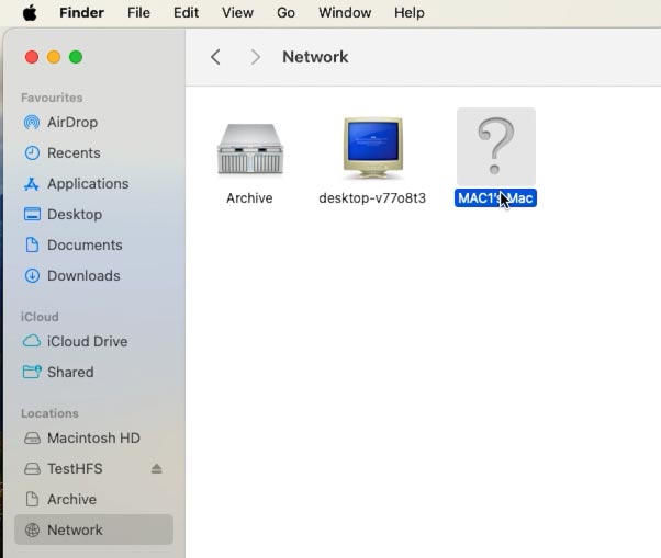 Network tab, find the Mac you’d like to connect to