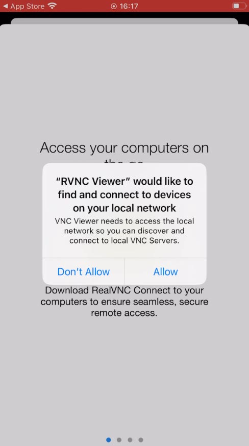 RealVNC Viewer: Remote Desktop - permiso para buscar dispositivos en la red local