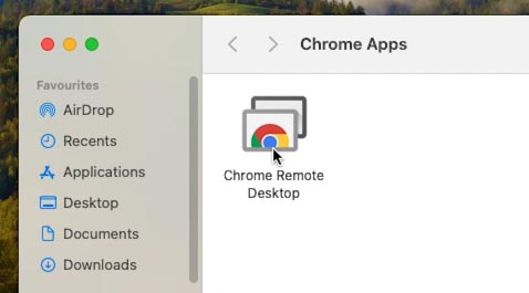 Après avoir installé Chrome Remote Desktop, il apparaîtra dans Launchpad