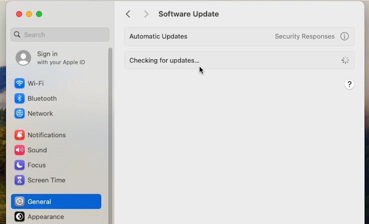 MacOS: Preferencje systemowe - Ogólne - Aktualizacja oprogramowania