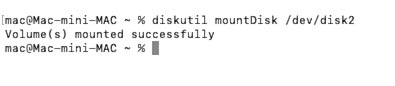 MacOS: discutil mountDisk /dev/disk2