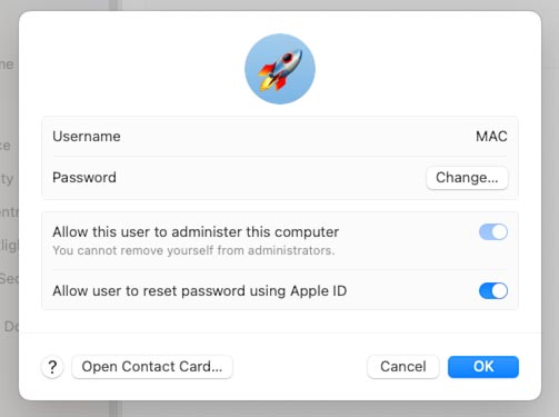 Option zum Zurücksetzen des Passworts mithilfe der Apple-ID