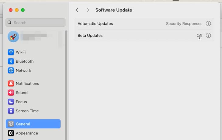 MacOS: Einstellungen – Allgemein – Software-Update – Beta-Updates