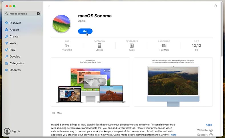 Завантажте інсталятор macOS Sonoma