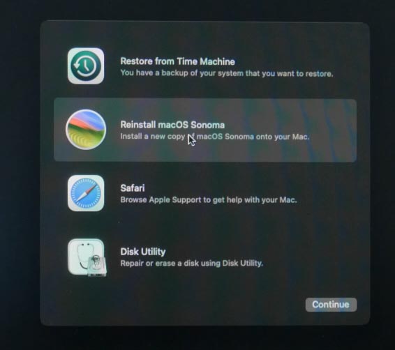 Menu principal: Instalar (reinstalar) macOS