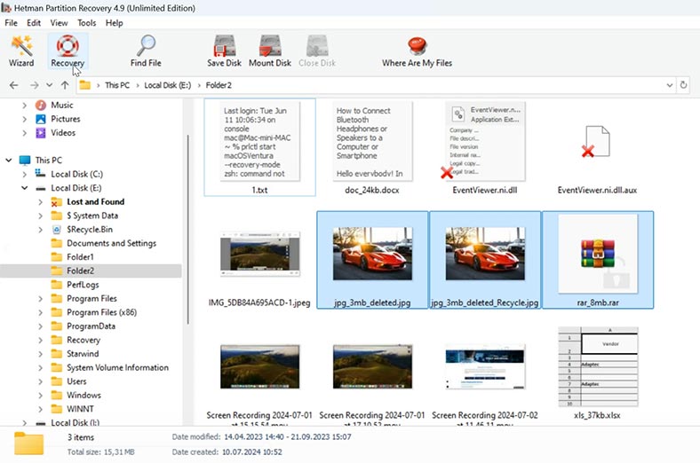 Hetman Partition Recovery: Відновити файли