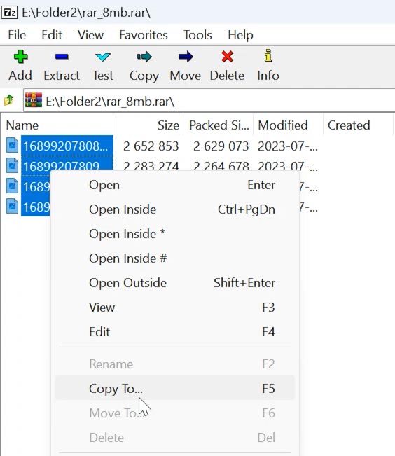 7-zip: Extrahieren