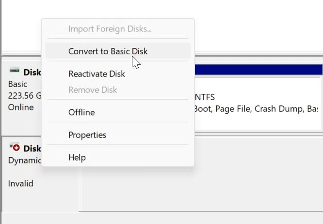 Керування дисками: перетворити Динамічний диск на Базовий