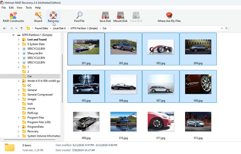 Hetman RAID Recovery: Wybierzcie pliki i foldery, które chcecie zwrócić, i kliknijcie – Odzyskaj