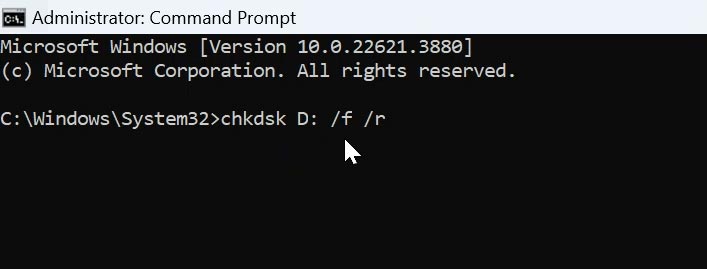 chkdsk: verificando se existem erros no sistema de ficheiros no disco