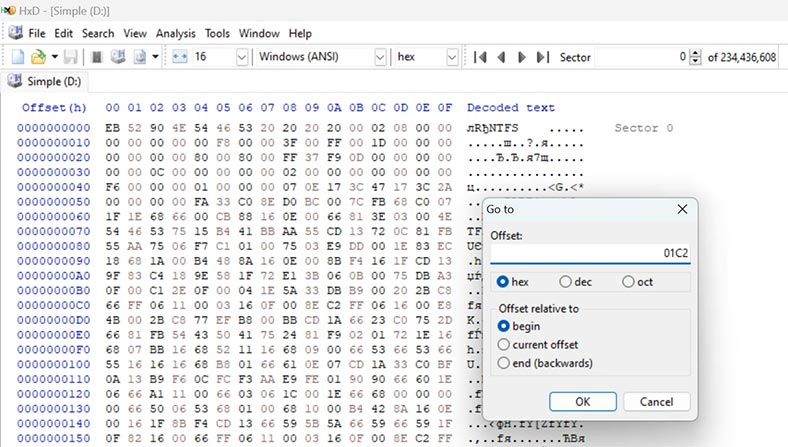 WinHex: ver os bytes que descrevem as partições