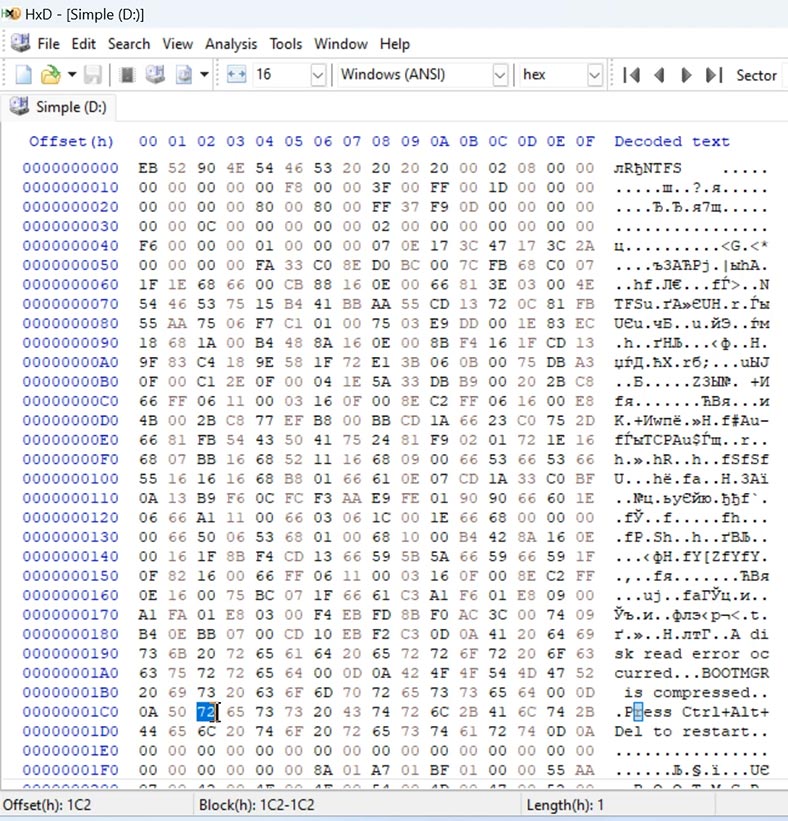 WinHex: encontrar o byte responsável pelo tipo de partição