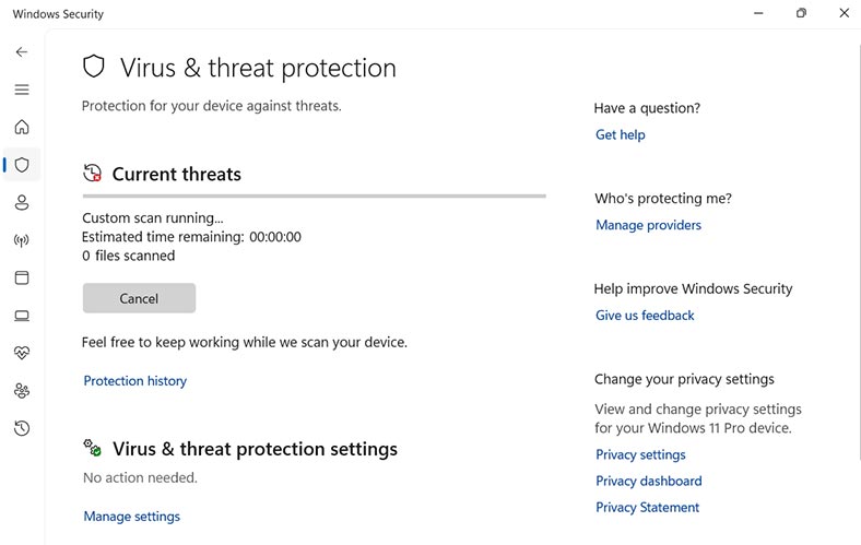 Adicionar um ficheiro às eliminações do Windows Defender