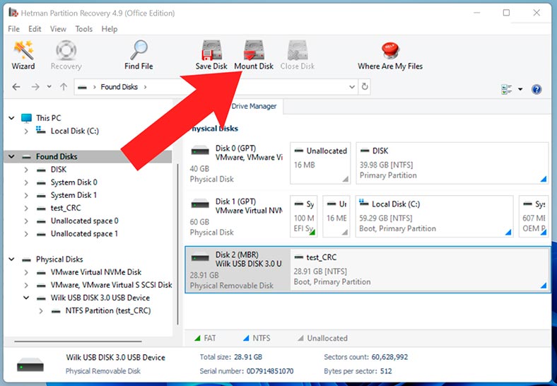 Hetman Partition Recovery: montar disco - imágenes RAW