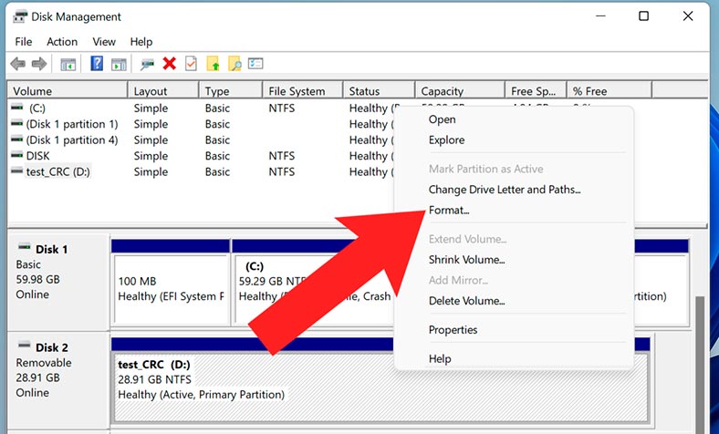 Formatear un disco usando la herramienta de administración de discos