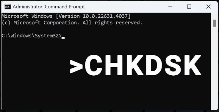 Linha de comandos: CHKDSK