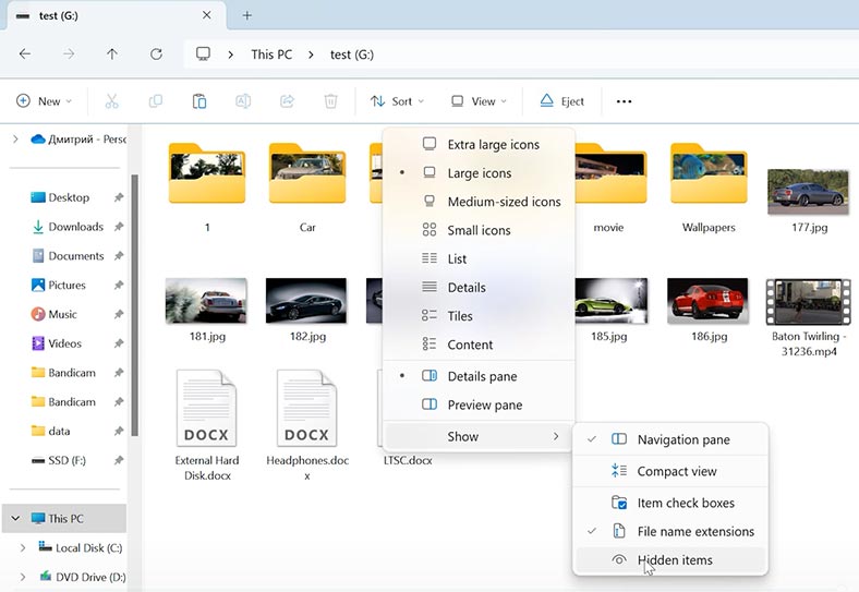 Activar mostrar archivos ocultos en Windows 11