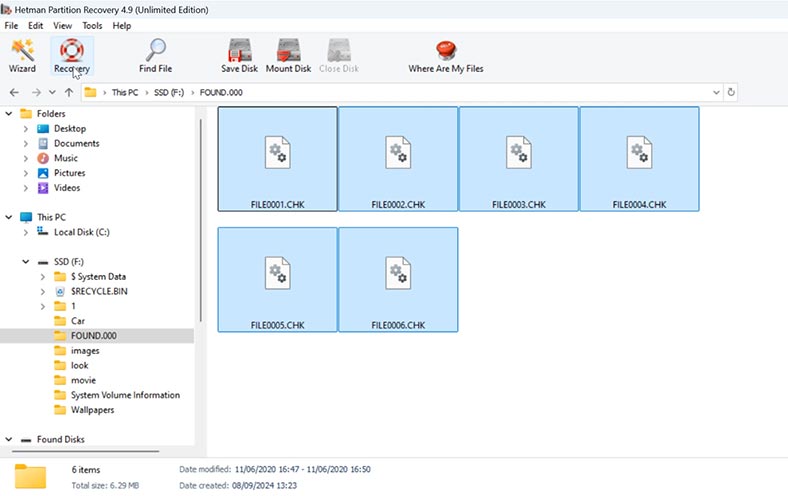  Hetman Partition Recovery: odzyskiwanie plików z rozszerzeniem .CHK