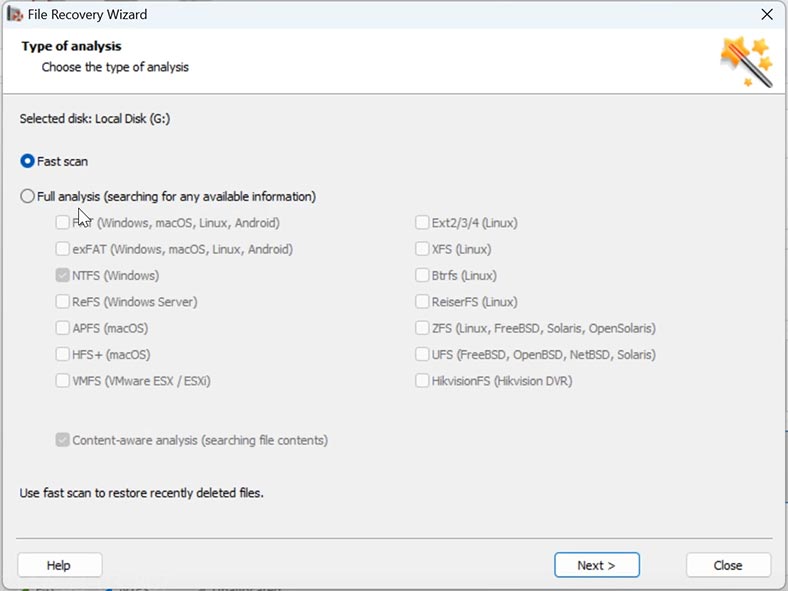  Hetman Partition Recovery: szybkie skanowanie