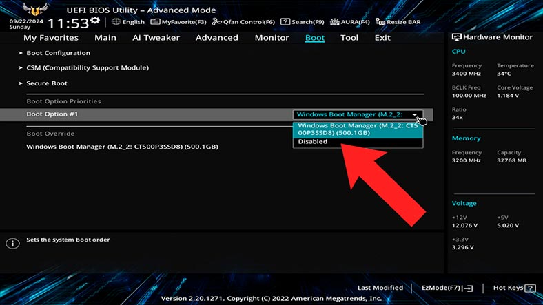 BIOS/UEFI: Gestor de arranque do Windows