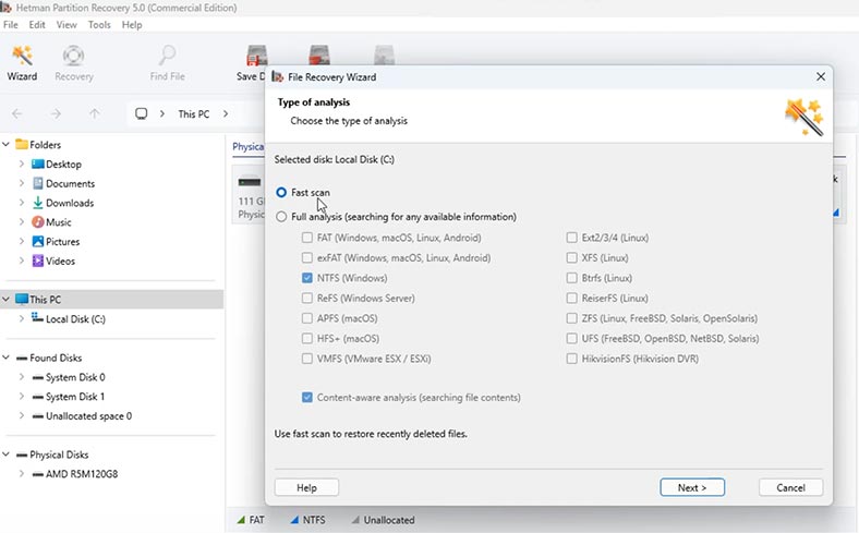 Hetman Partition Recovery: Analyse rapide