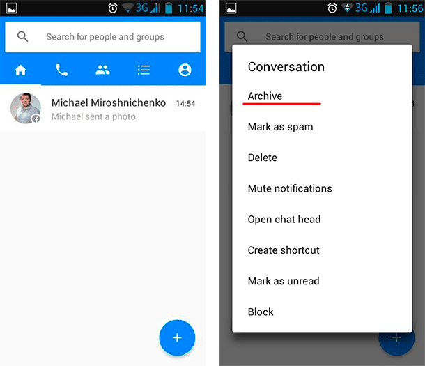 How to archive Messenger history for Android