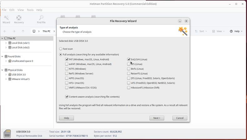 Hetman Partition Recovery: análisis completo del espacio de disco no asignado