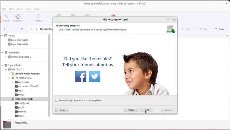 Hetman Partition Recovery: archivos recuperados