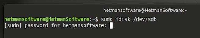 sudo fdisk /dev/sdb