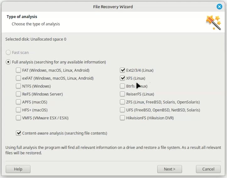Hetman Partition Recovery: análisis completo del disco sdb
