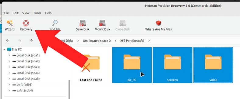  Hetman Partition Recovery: recuperación de la carpeta del disco sdb