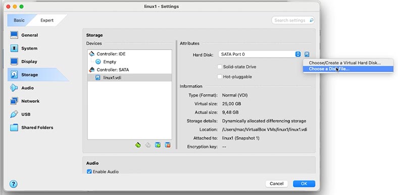 Określcie ścieżkę do tych plików w ustawieniach maszyny wirtualnej Virtualbox Określcie ścieżkę do tych plików w ustawieniach maszyny wirtualnej Virtualbox
