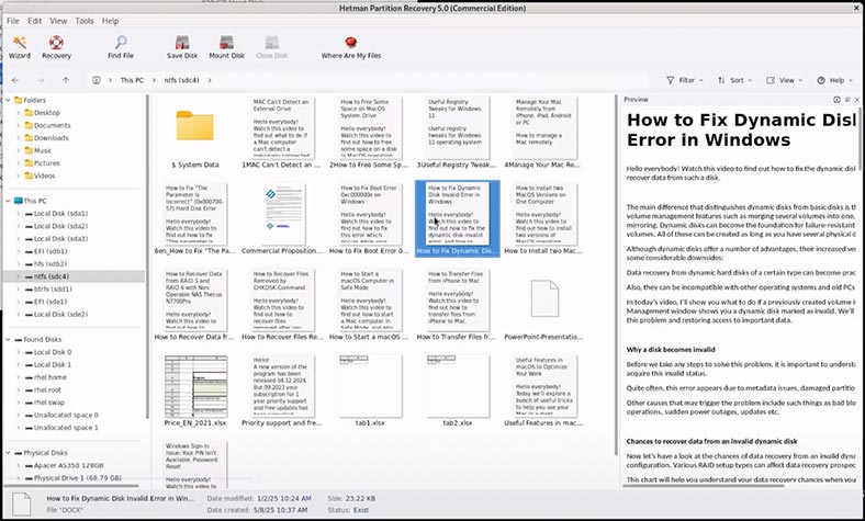 Hetman Partition Recovery: dokumenty