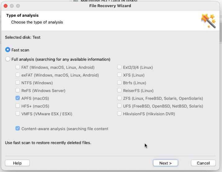 Hetman Partition Recovery: Précisez le type d'analyse Hetman Partition Recovery: Précisez le type d'analyse