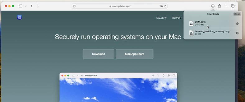 UTM: téléchargement du fichier d'installation