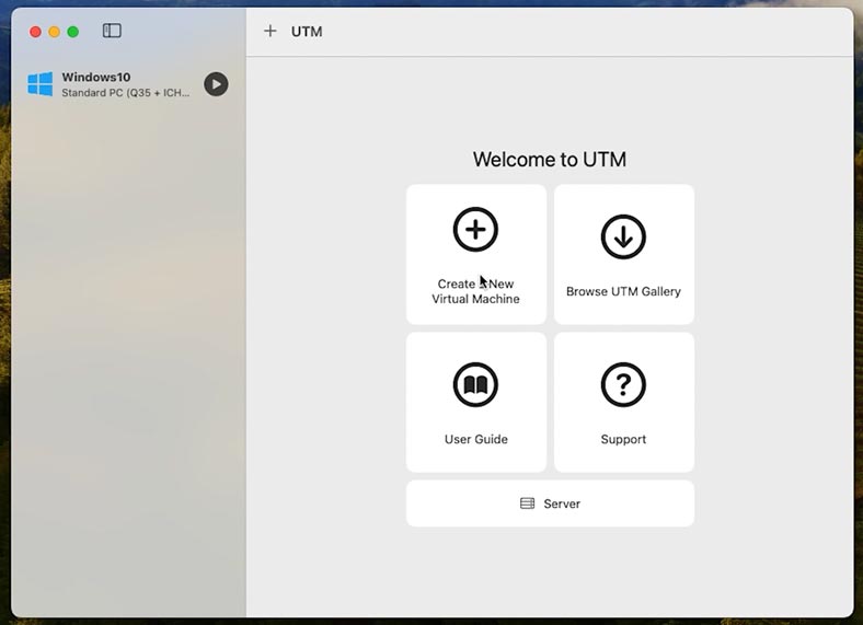 UTM: Créer une nouvelle machine virtuelle