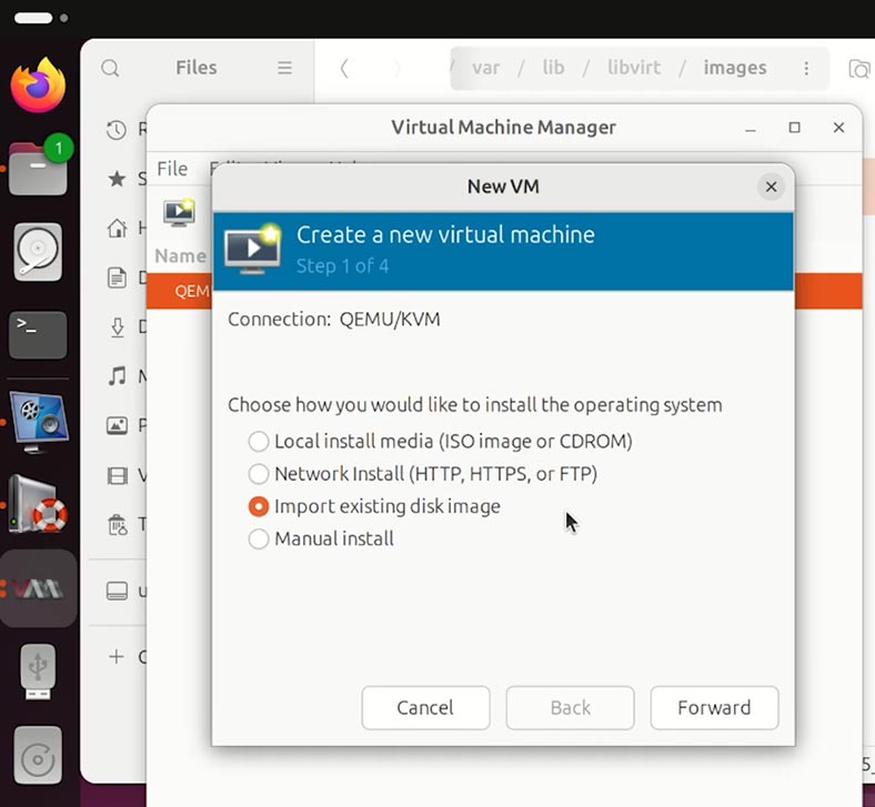 KVM: importer une image disque existante
