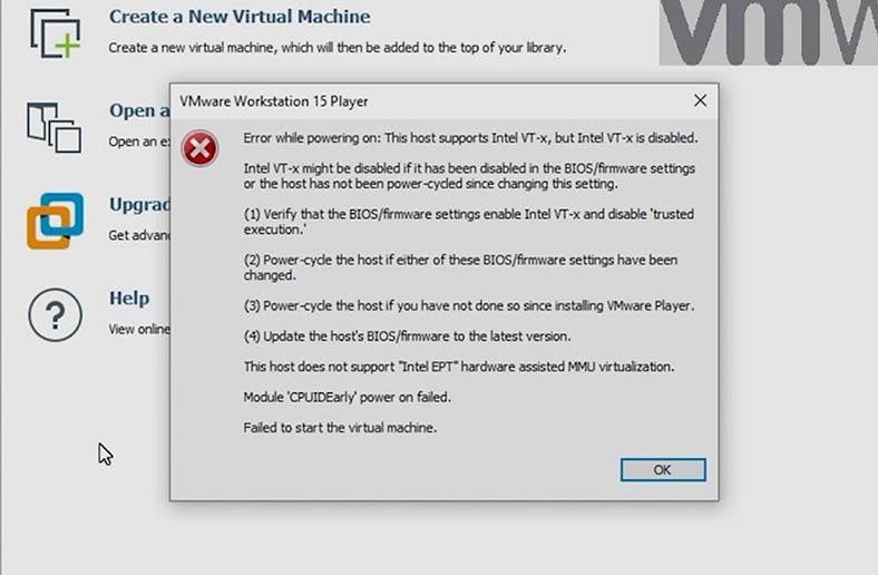 Error de máquina virtual VMware en Linux Error de máquina virtual VMware en Linux