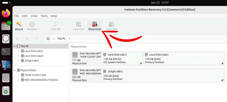Hetman Partition Recovery: Montar disco