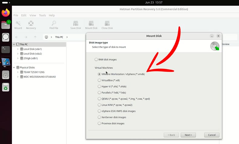 Hetman Partition Recovery: Montar disco vmdk