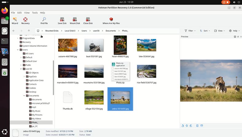 Hetman Partition Recovery: Archivos de VMware detectados