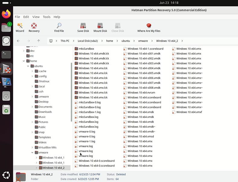 Hetman Partition Recovery: archivos eliminados de la máquina virtual VMware